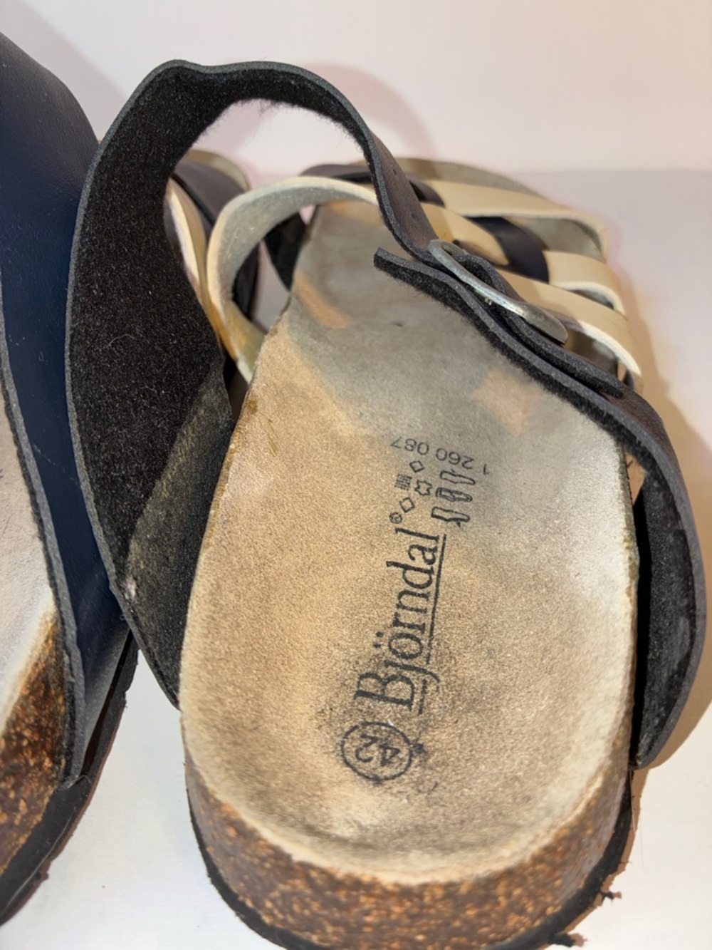 Bjorndal, Cream and Blue Sandals, Size EU 42 / US 11 - 11.5 - Picture 8 of 11